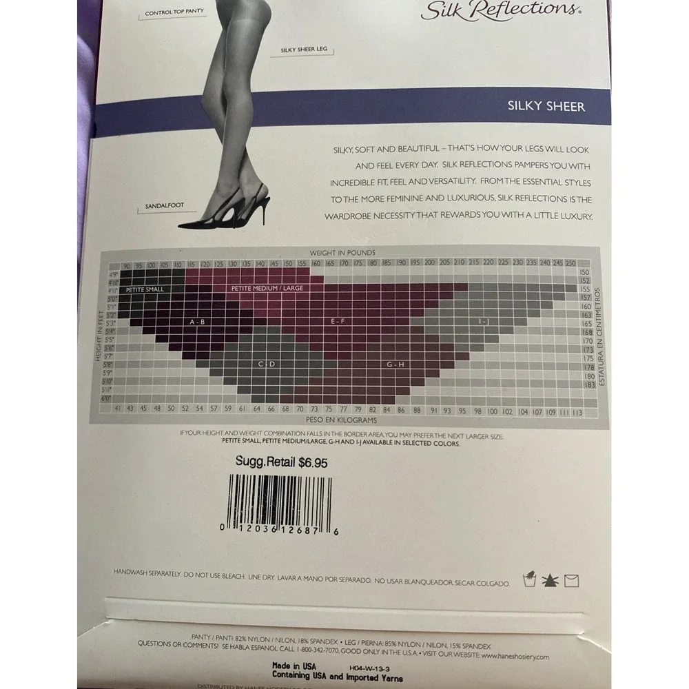 Vintage Hanes Silk Reflections Control Top 717 Sandalfoot Pantyhose EF Clay 2003